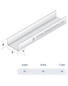 HORIZONTAAL U-PROFIEL 50MM 2.60M U50 0.6MM