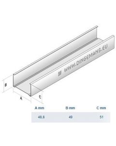 VERTICAAL C-PROFIEL 50MM 2.60M C50 0.6MM
