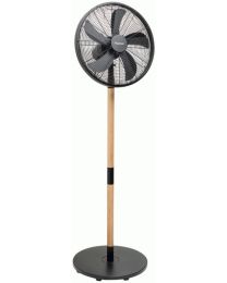 BESTRON DESIGN STATIEFVENTILATOR 45CM 50W ZWART/WOOD