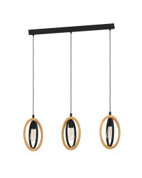 EGLO BASILDON SUSPENSION BOIS/NOIR 3X40W