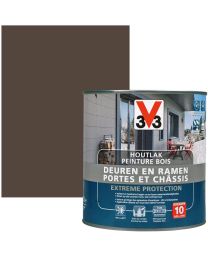 V33 PEINTURE BOIS PORTES ET CHASSIS EXT.PROT. 0.5L BRUN HAVANA