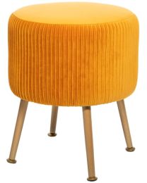 ATMOSPHERA SOLARO TABOURET MOUTARDE EN VELOURS PLISSÉ