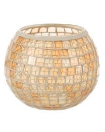 J-LINE PHOTOPHORE MOSAIQUES ROND VERRE ORANGE L