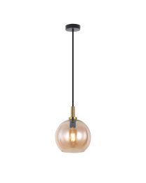 FANTASIA OSIRA HANGLAMP E27 ZWART/GOUD AMBER GLAS 250MM