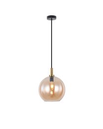 FANTASIA OSIRA HANGLAMP E27 ZWART/GOUD AMBER GLAS 300MM