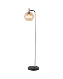 FANTASIA OSIRA VLOERLAMP E27 ZWART/GOUD AMBER GLAS 250MM