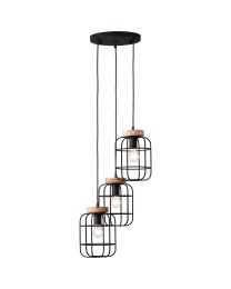 BRILLIANT GWEN SUSPENSION E27 MAX 3X40W NOIR/BOIS