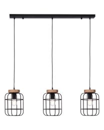 BRILLIANT GWEN HANGLAMP E27 MAX 3X40W ZWART/HOUT