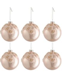 J-LINE D6 GLAZEN KERSTBAL BLOEM BLINKEND LICHT ROZE S (8X8X8CM)