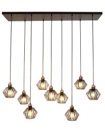 FANTASIA SHURU HANGLAMP 9XE27 ZWART+KOPER