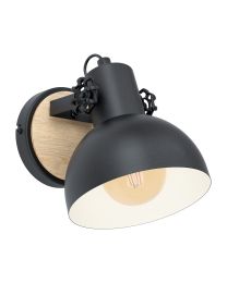 EGLO LUBENHAM WANDLAMP HOUT/ZWART 1X28W