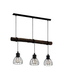 EGLO HORNINGTOPS SUSPENSION BOIS/NOIR 3X40W