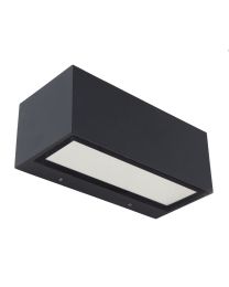 LUTEC GEMINI SQUARE MEDIUM BUITEN WANDLAMP LED UP & DOWN DONKERGRIJS