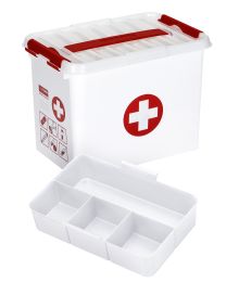 Q-LINE FIRST AID BOX 9L MET INZET WIT/TRANSP/ROOD