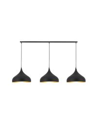 FANTASIA RONIN 3 LAMPES SUSPENSION 120CM, 3XE27 EXCL, BASE NOIR, SUSPENSION NOIR / OR