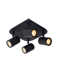 LUCIDE LENNERT - SPOT PLAFOND SALLE DE BAINS - LED DIMMABLE - GU10 - 4X5W 3000K - IP44 - NOIR